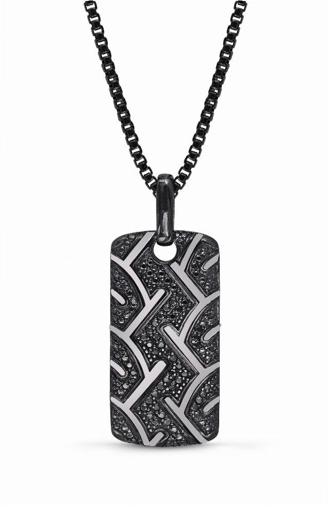 American Muscle Black Rhodium Plated Sterling Silver Tire Tread Black Diamond Tag Luv My Jewelry