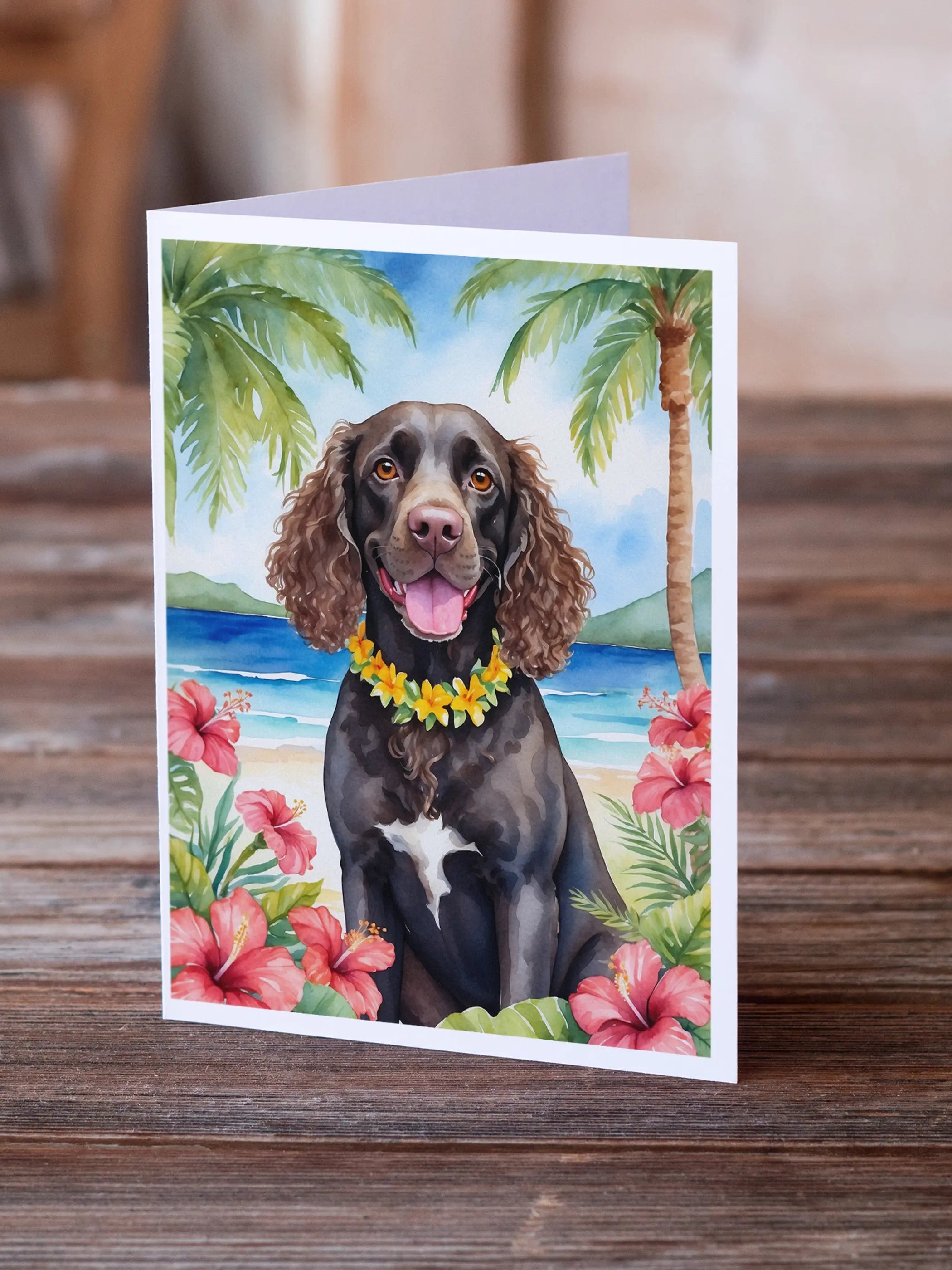 American Water Spaniel Luau Greeting Cards Pack of 8 Caroline's Treasures