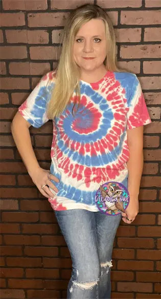 Americana Red White & Blue Blank Tie Dye Tee The Blended Owl