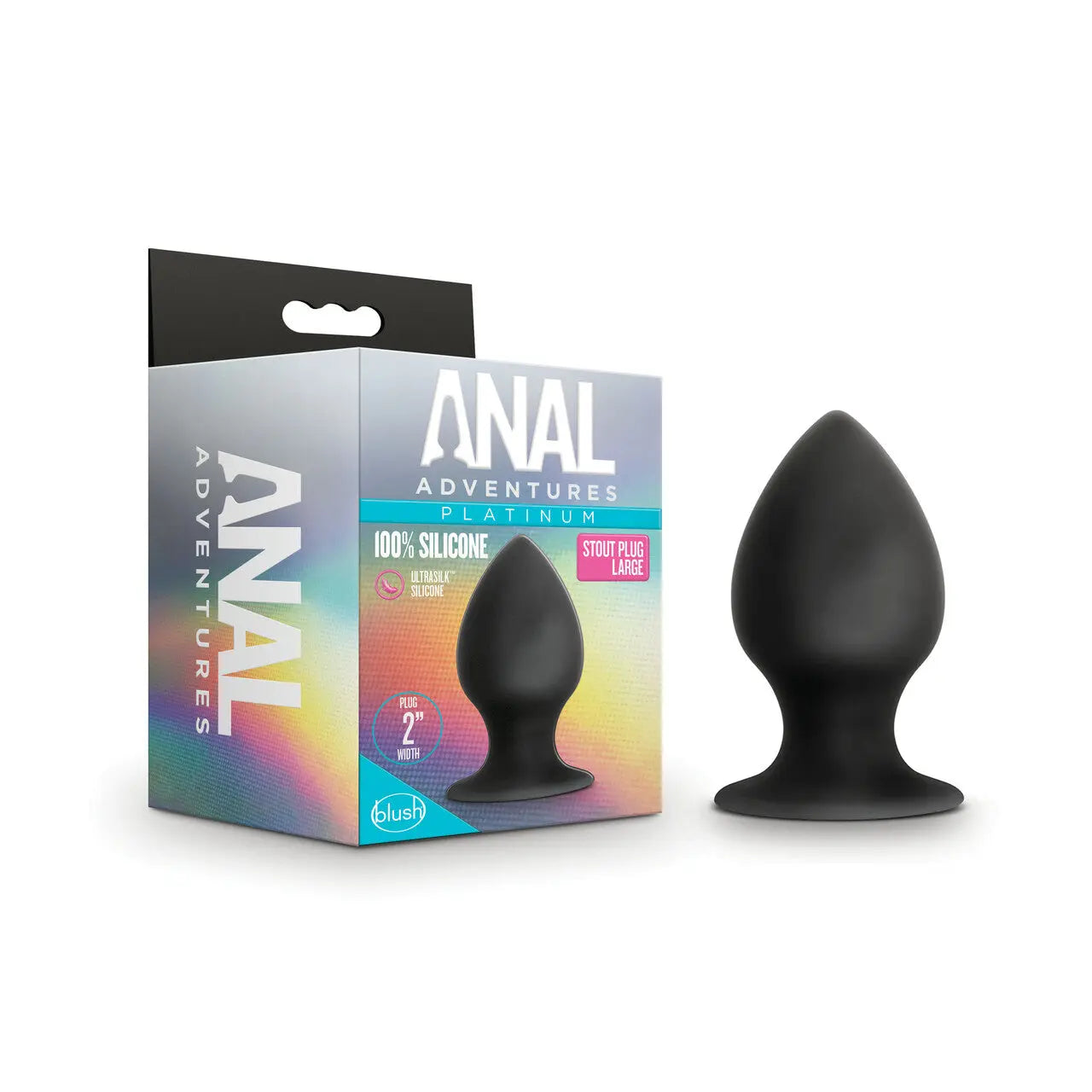 Anal Adventures Platinum Silicone Anal Stout Plug Black Blush Novelties