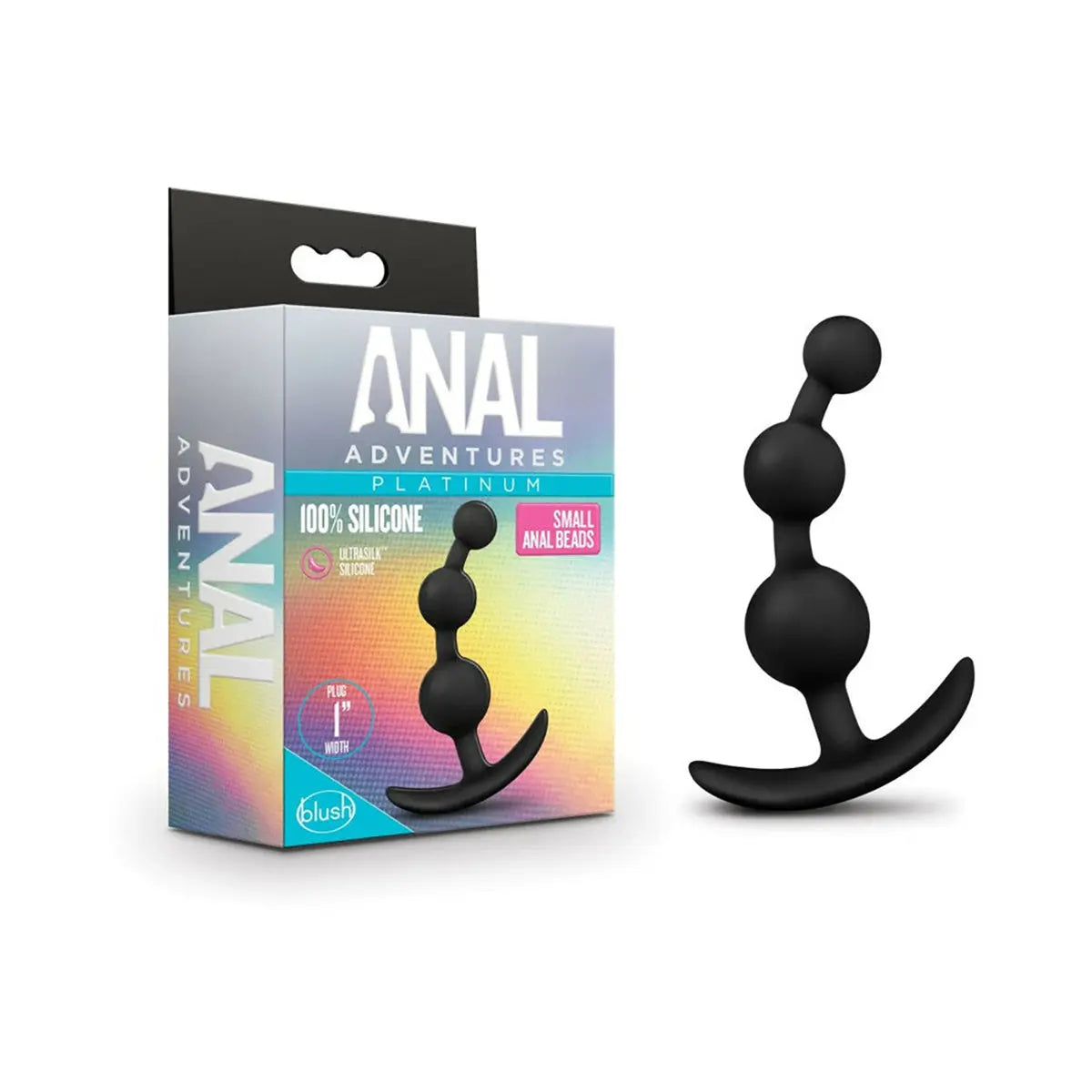 Anal Adventures Platinum Silicone Small Anal Beads Plug Black Blush