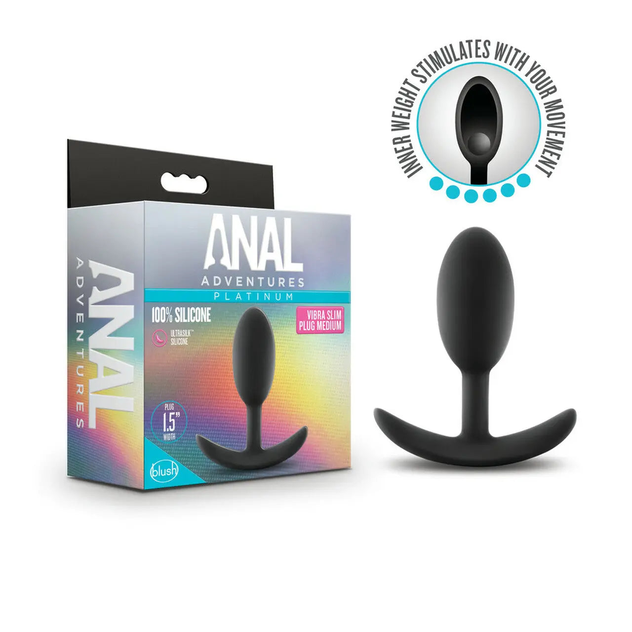 Anal Adventures Platinum Silicone Vibra Slim Plug Black Blush Novelties