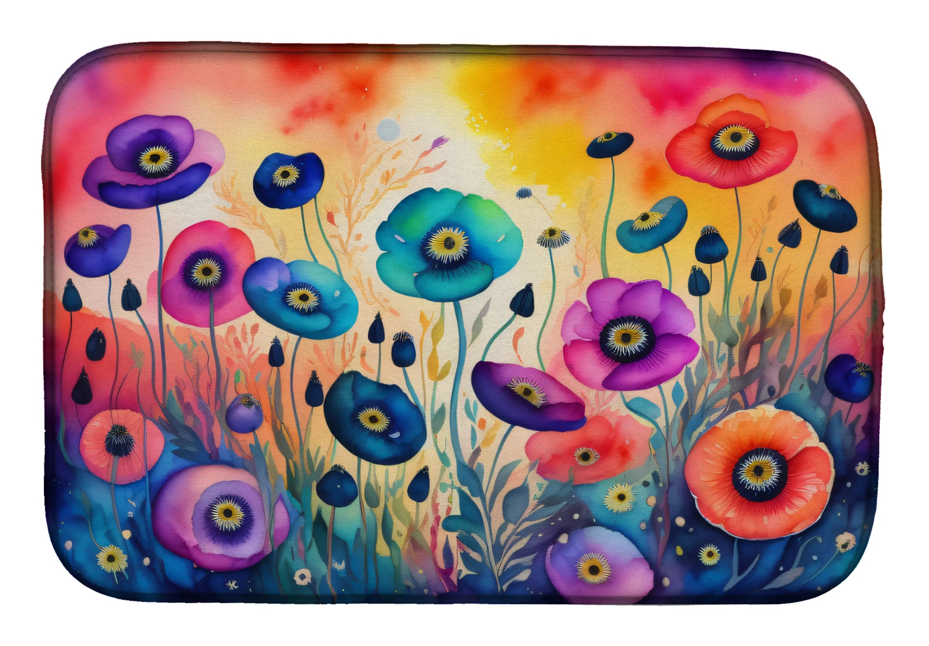 Anemones in Color Dish Drying Mat Caroline's Treasures