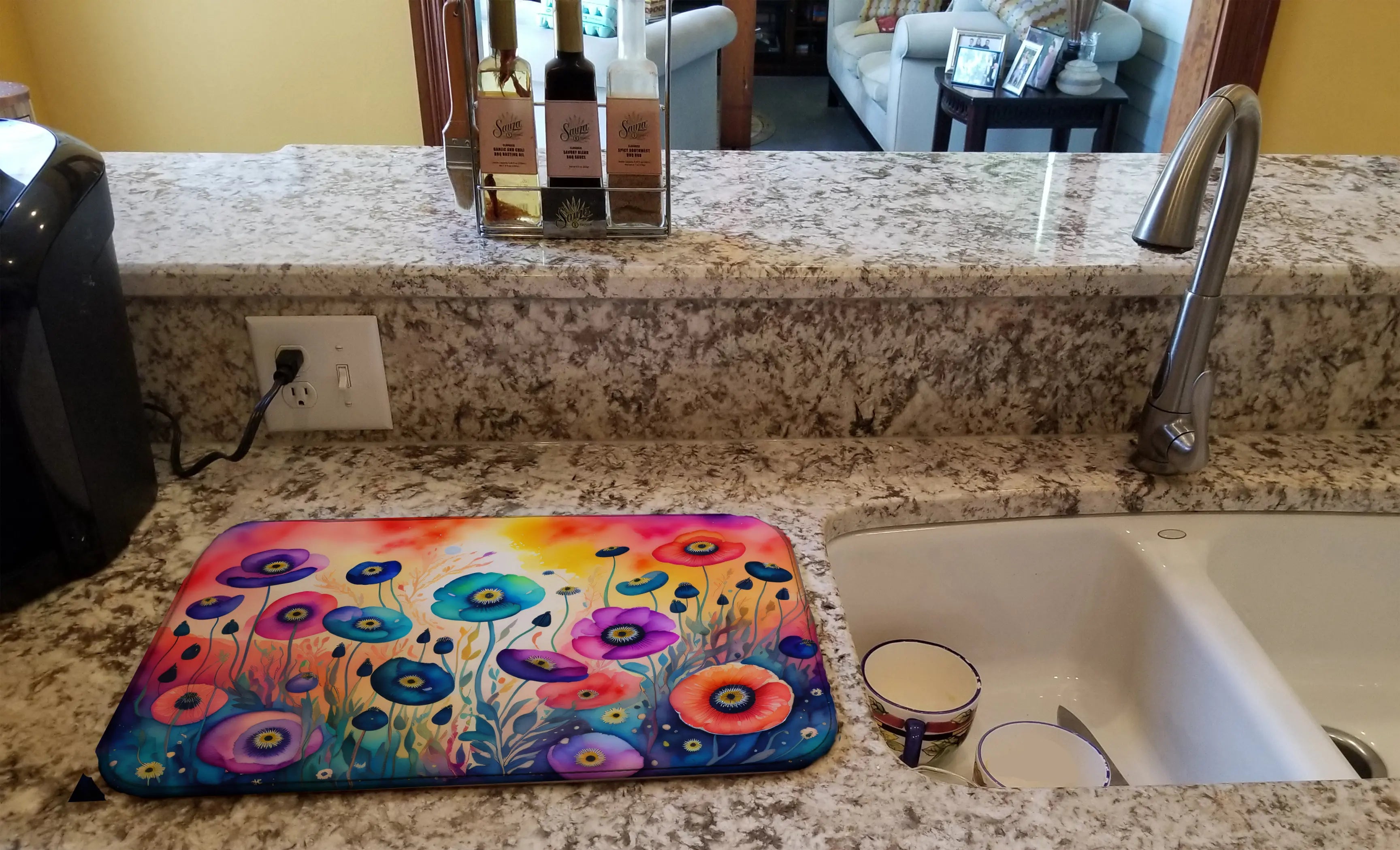 Anemones in Color Dish Drying Mat Caroline's Treasures