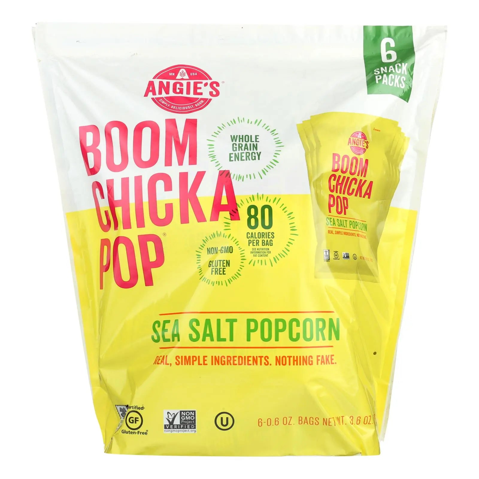 Angie's Kettle Corn Popcorn - Boomchickapop - Sea Salt - Case Of 4 - 6/.6 Oz - GreatEagleInc