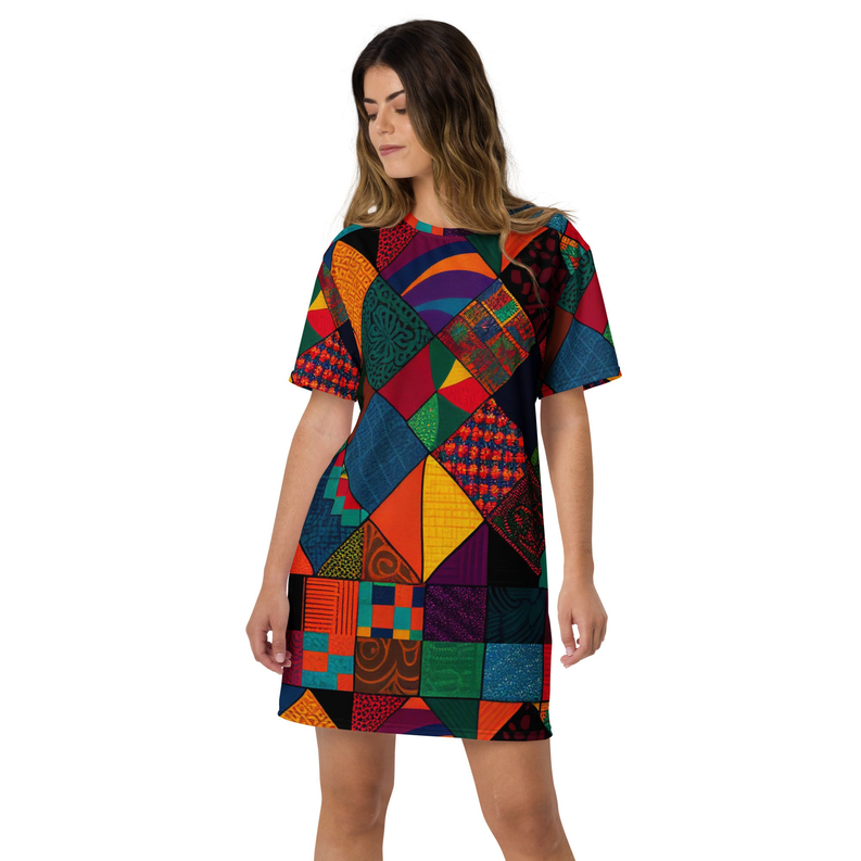 Ankara Patch Work Summer T-shirt dress Adirelounge