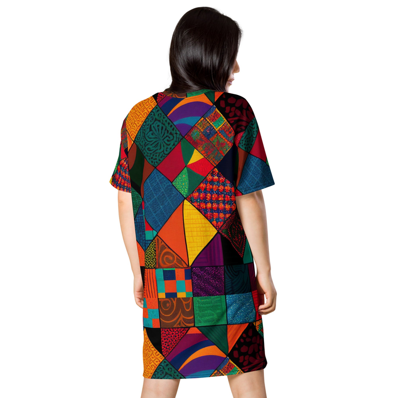 Ankara Patch Work Summer T-shirt dress Adirelounge