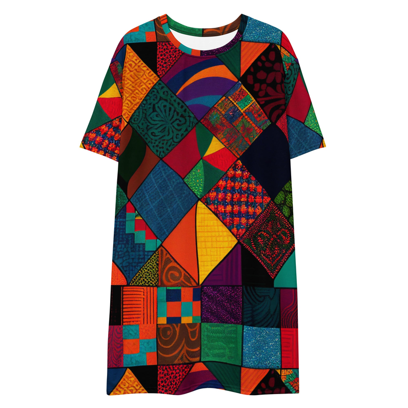 Ankara Patch Work Summer T-shirt dress Adirelounge