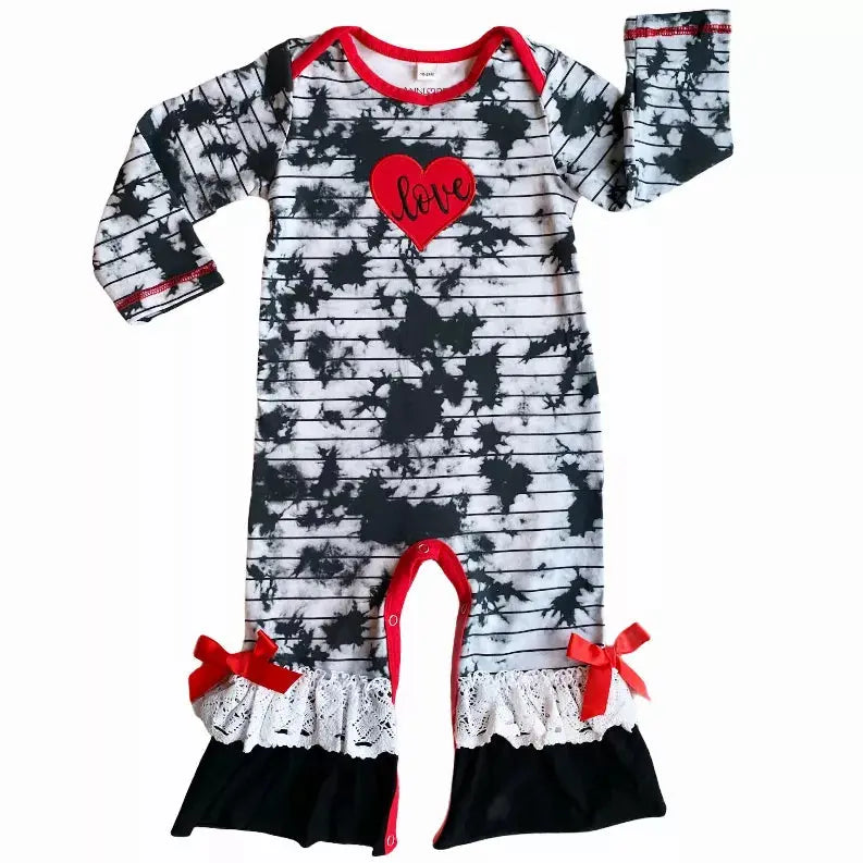AnnLoren Baby Girls Heart Long Sleeve Romper Valentine's Day AnnLoren