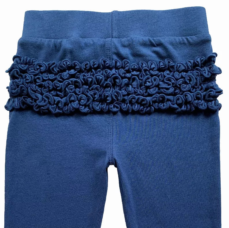 AnnLoren Baby Toddler Big Girls Boutique Navy Ruffle Butt Leggings AnnLoren
