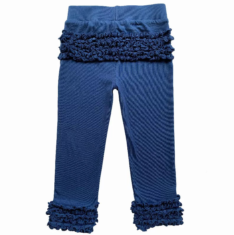 AnnLoren Baby Toddler Big Girls Boutique Navy Ruffle Butt Leggings AnnLoren