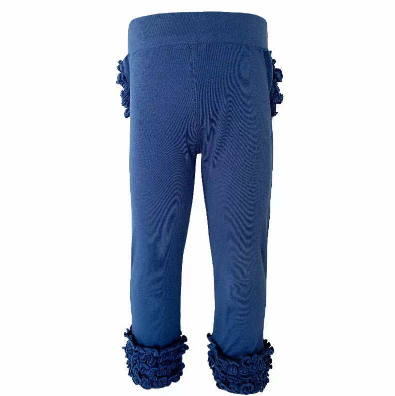 AnnLoren Baby Toddler Big Girls Boutique Navy Ruffle Butt Leggings AnnLoren