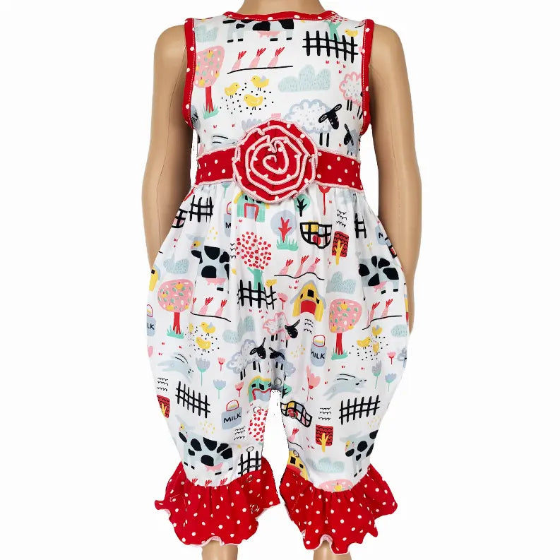 AnnLoren Baby/Toddler Girls Boutique Fun Farm Animal Romper AnnLoren