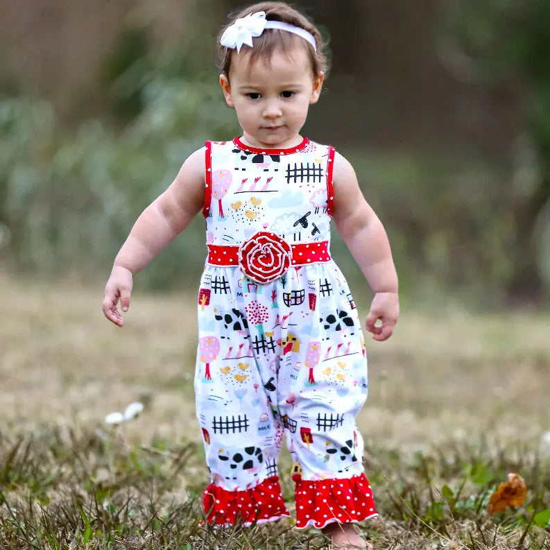 AnnLoren Baby/Toddler Girls Boutique Fun Farm Animal Romper AnnLoren