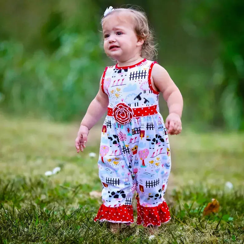 AnnLoren Baby/Toddler Girls Boutique Fun Farm Animal Romper AnnLoren