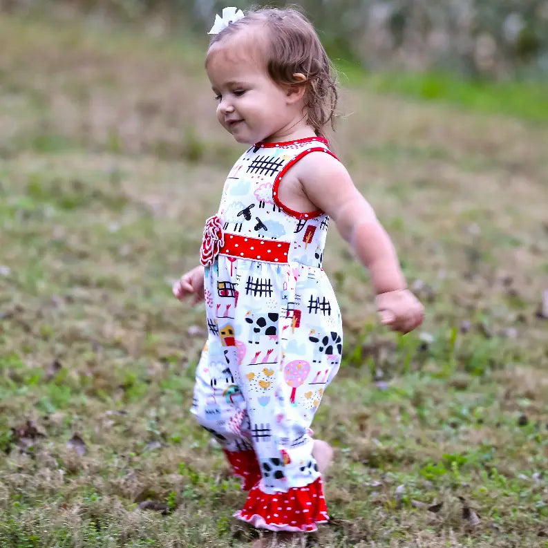 AnnLoren Baby/Toddler Girls Boutique Fun Farm Animal Romper AnnLoren