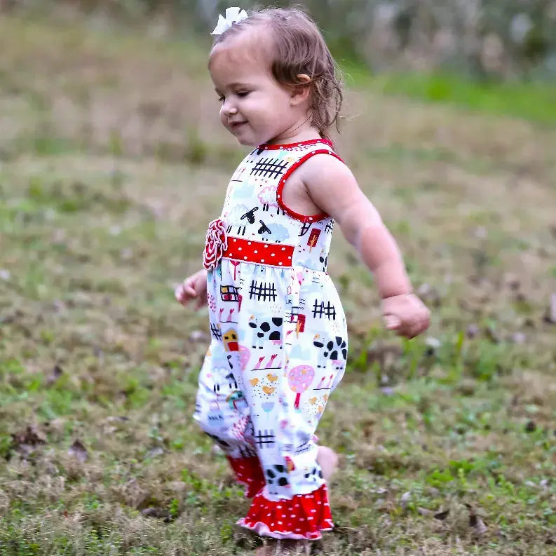 AnnLoren Baby/Toddler Girls Boutique Fun Farm Animal Romper AnnLoren