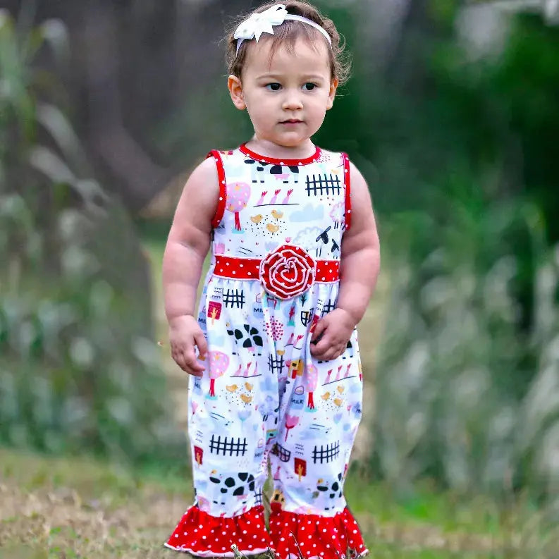 AnnLoren Baby/Toddler Girls Boutique Fun Farm Animal Romper AnnLoren