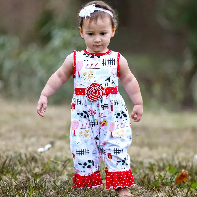 AnnLoren Baby/Toddler Girls Boutique Fun Farm Animal Romper AnnLoren