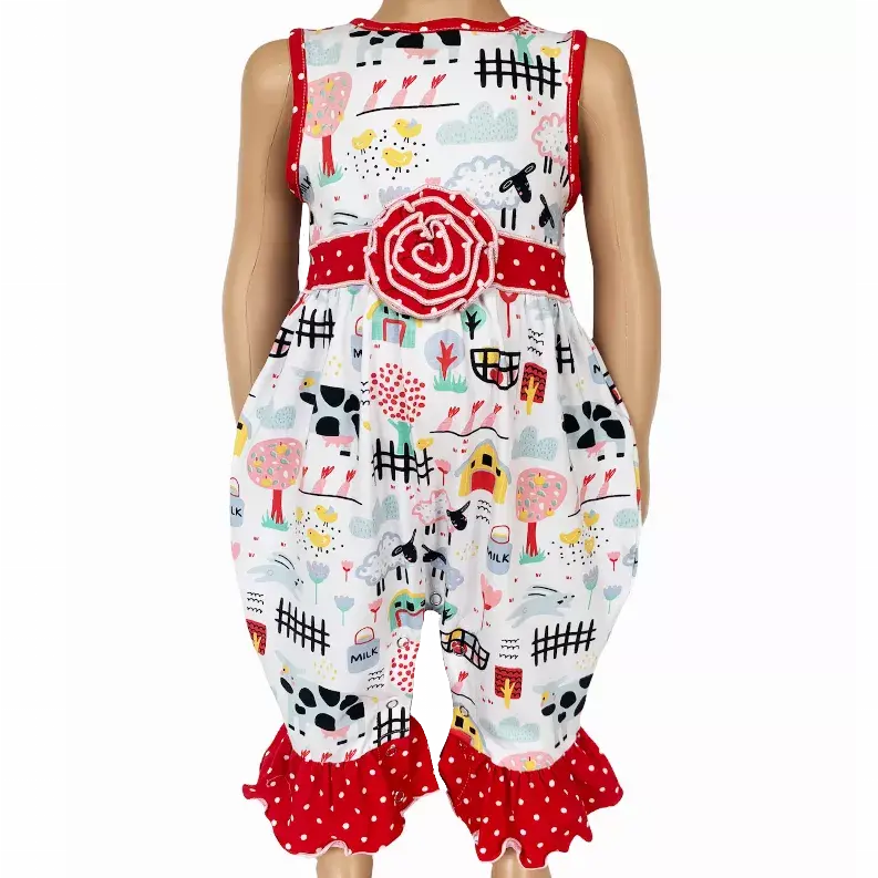 AnnLoren Baby/Toddler Girls Boutique Fun Farm Animal Romper AnnLoren