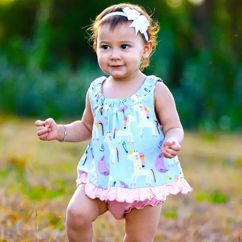 AnnLoren Baby and Big Girls Unicorn Swing Tank Top Spring Summer Separates AnnLoren