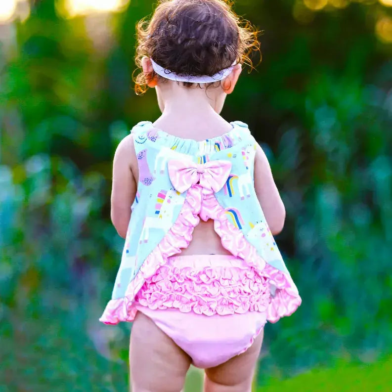 AnnLoren Baby and Big Girls Unicorn Swing Tank Top Spring Summer Separates AnnLoren