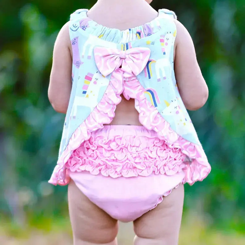 AnnLoren Baby and Big Girls Unicorn Swing Tank Top Spring Summer Separates AnnLoren