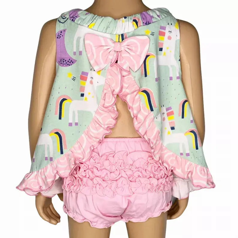 AnnLoren Baby and Big Girls Unicorn Swing Tank Top Spring Summer Separates AnnLoren