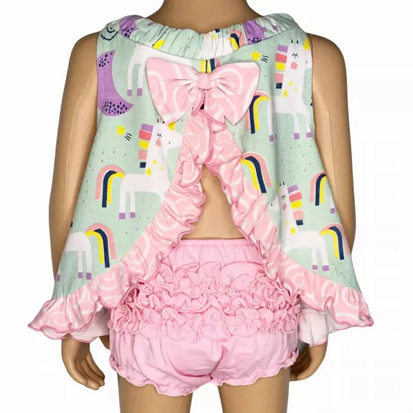 AnnLoren Baby and Big Girls Unicorn Swing Tank Top Spring Summer Separates AnnLoren