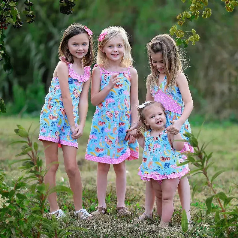 AnnLoren Girls Boutique Nautical Mermaid Jumpsuit  Spring Summer Romper AnnLoren