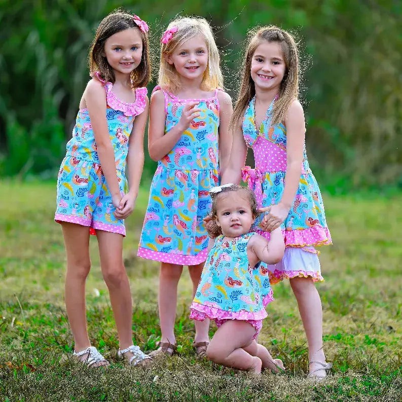 AnnLoren Girls Boutique Nautical Mermaid Jumpsuit  Spring Summer Romper AnnLoren