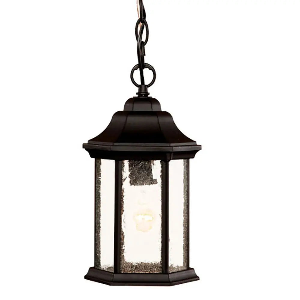 Antique Black Textured Glass Lantern Hanging Light Homeroots Outdoor