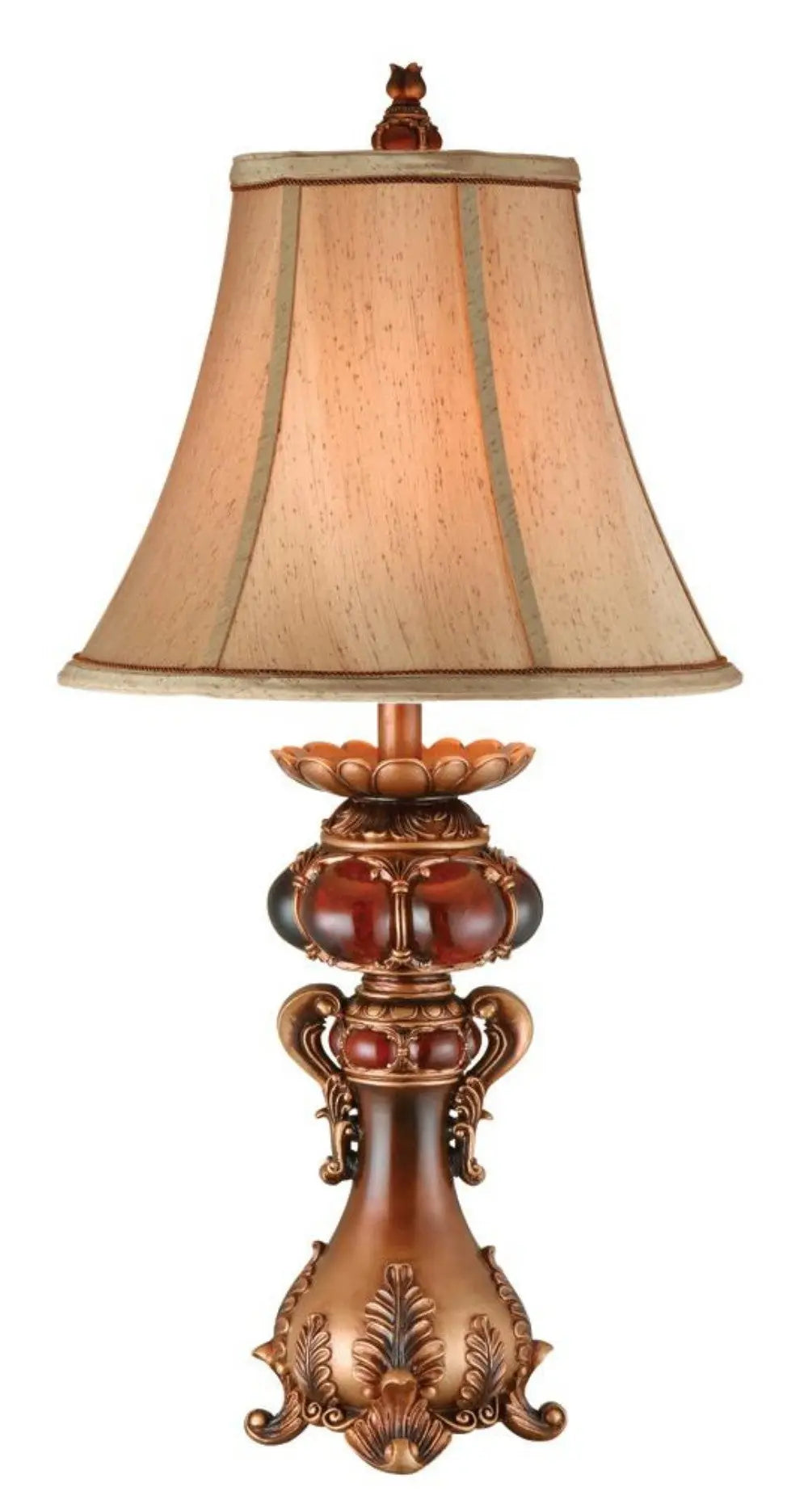 Antique Inspired Table Lamp with Linen Lamp Shade Homeroots Lighting
