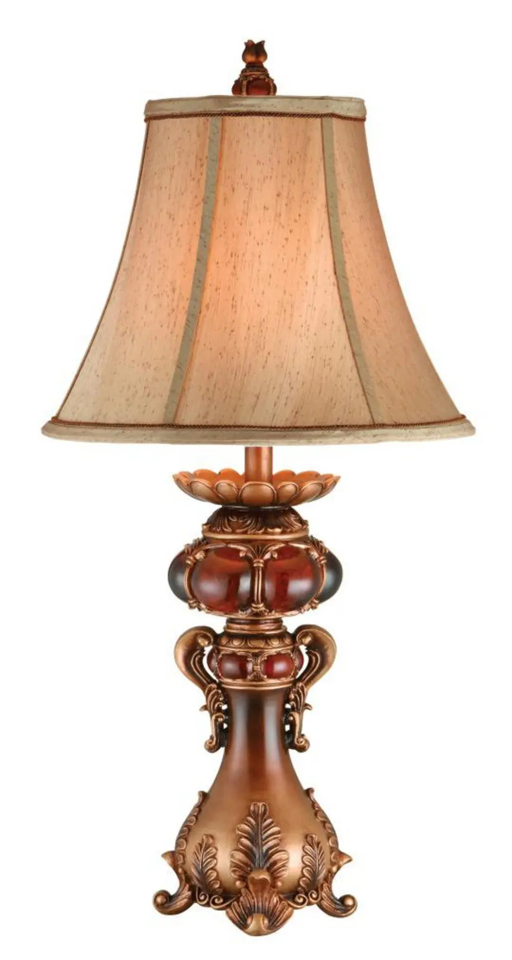 Antique Inspired Table Lamp with Linen Lamp Shade Homeroots Lighting