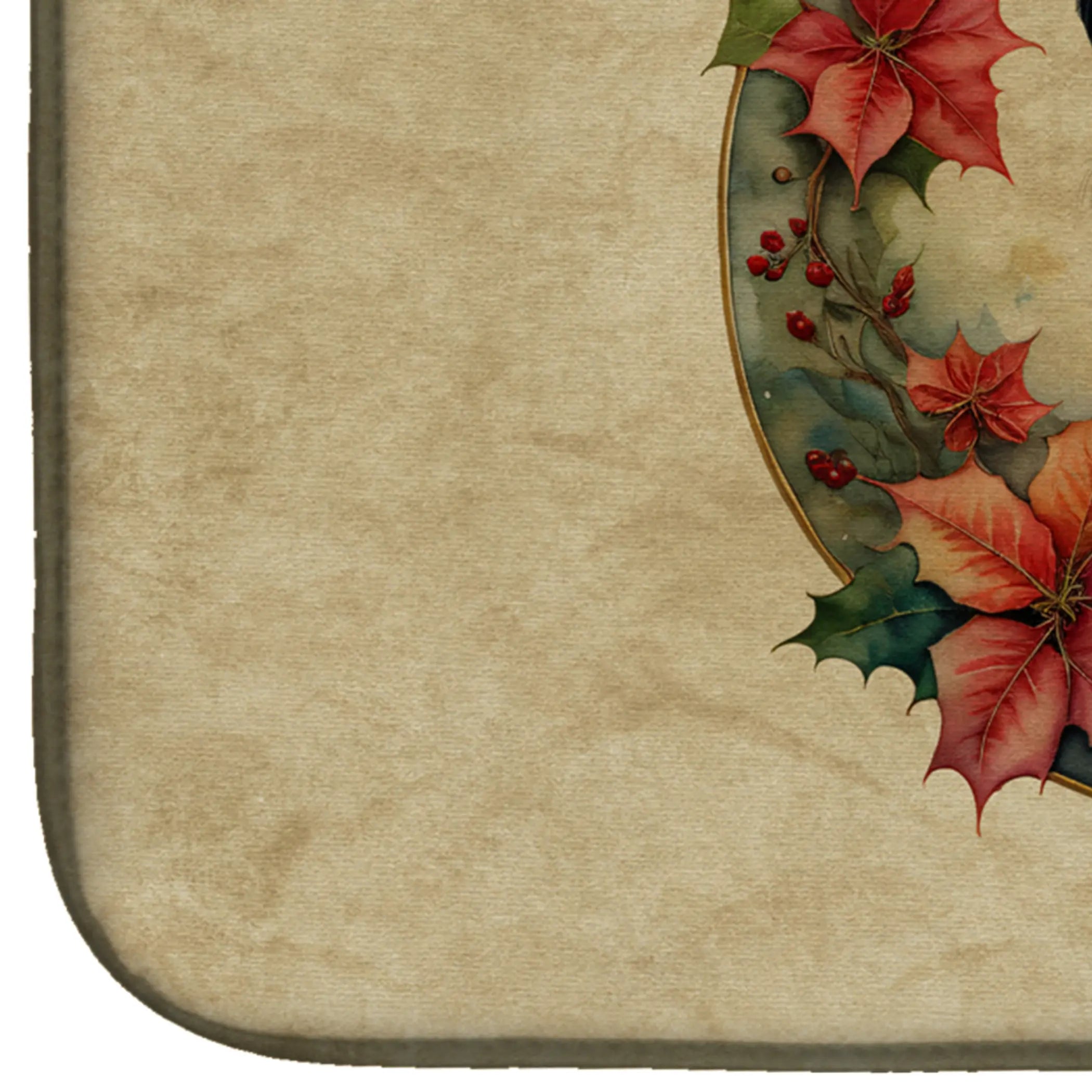 Appenzeller Sennenhund Christmas Flowers Dish Drying Mat Caroline's Treasures