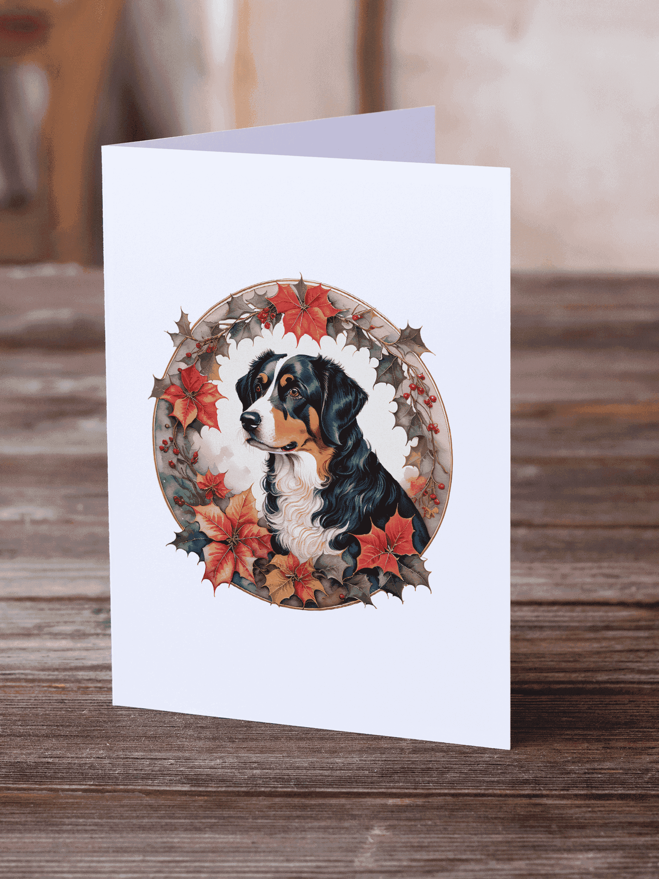 Appenzeller Sennenhund Christmas Flowers Greeting Cards Pack of 8 Caroline's Treasures