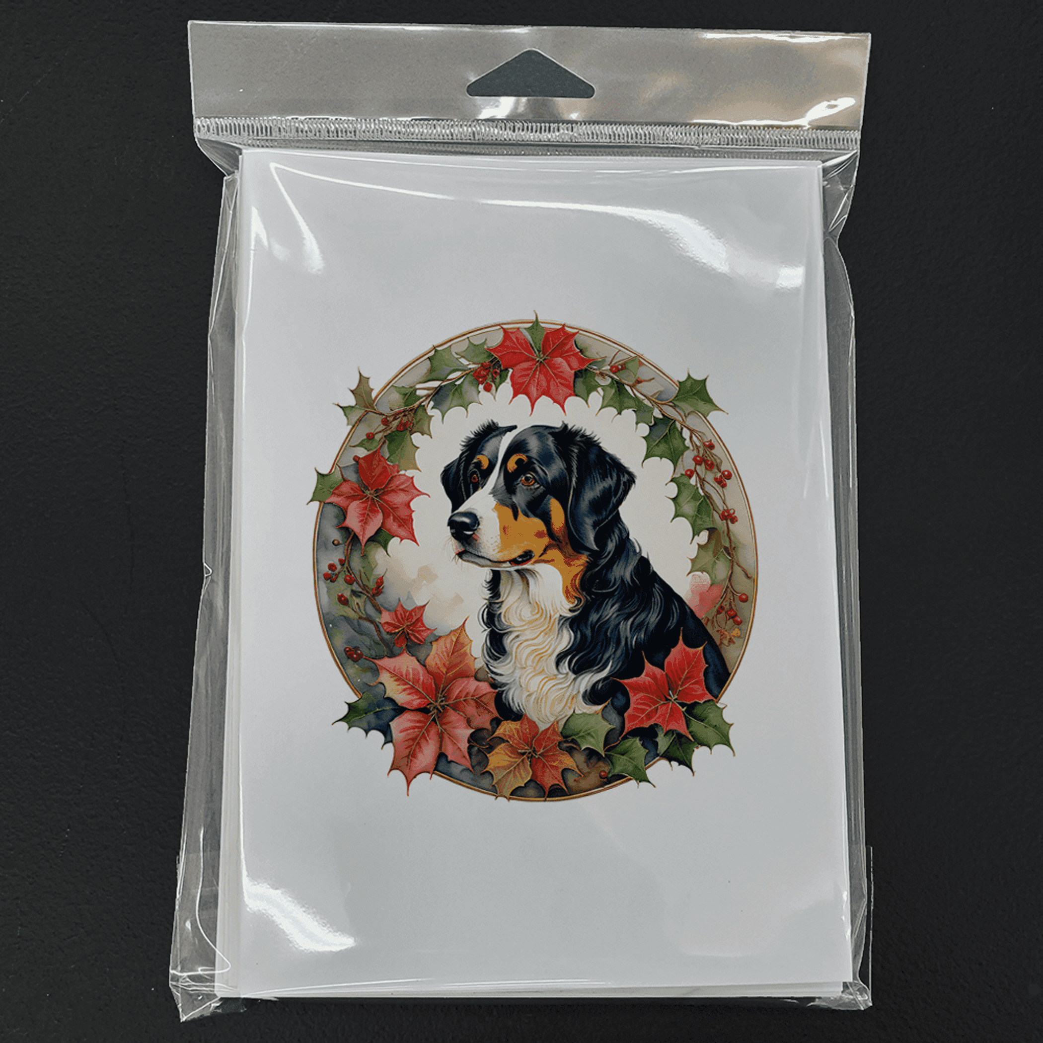 Appenzeller Sennenhund Christmas Flowers Greeting Cards Pack of 8 Caroline's Treasures