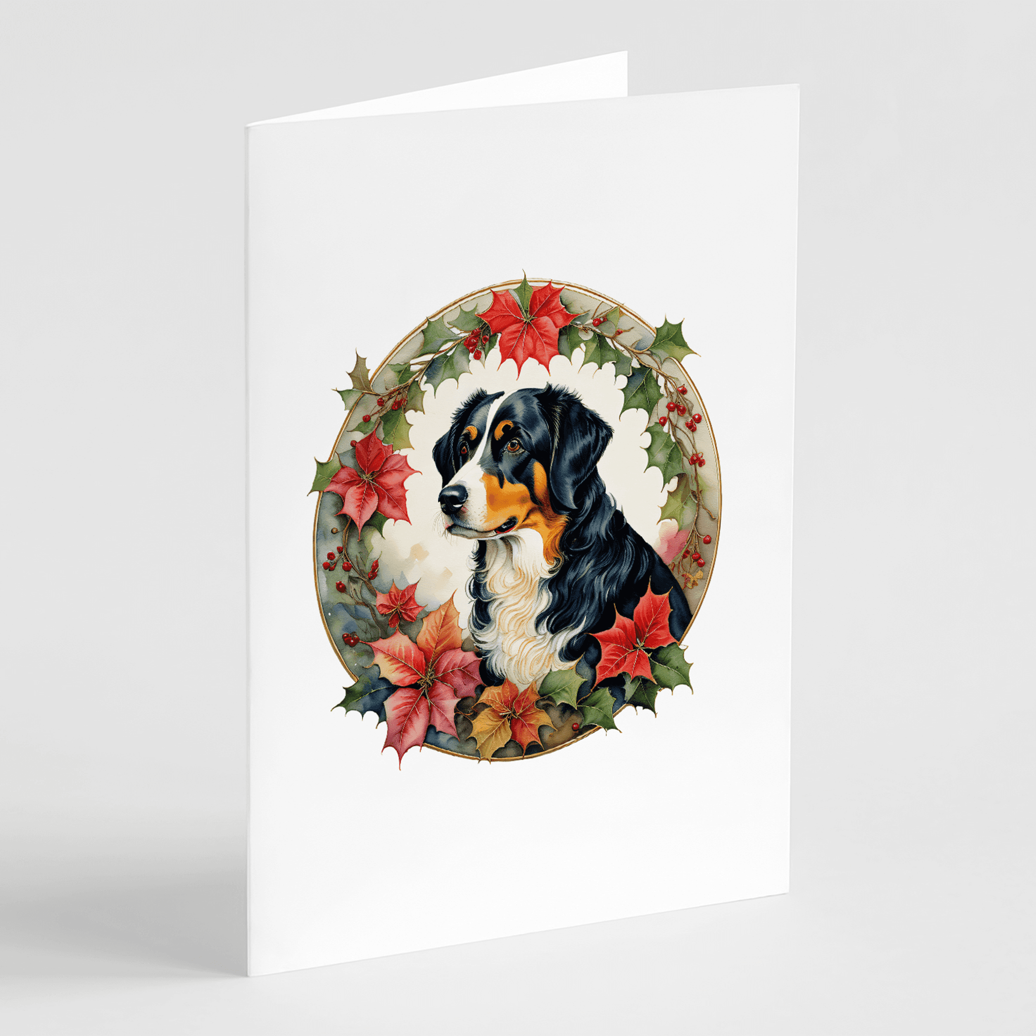Appenzeller Sennenhund Christmas Flowers Greeting Cards Pack of 8 Caroline's Treasures