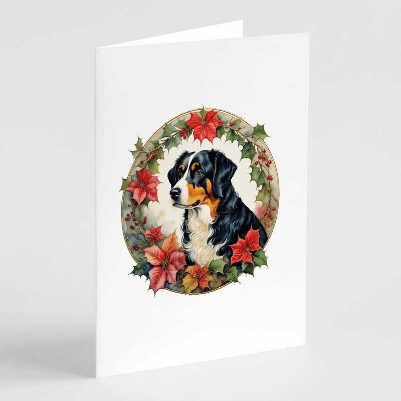 Appenzeller Sennenhund Christmas Flowers Greeting Cards Pack of 8 Caroline's Treasures
