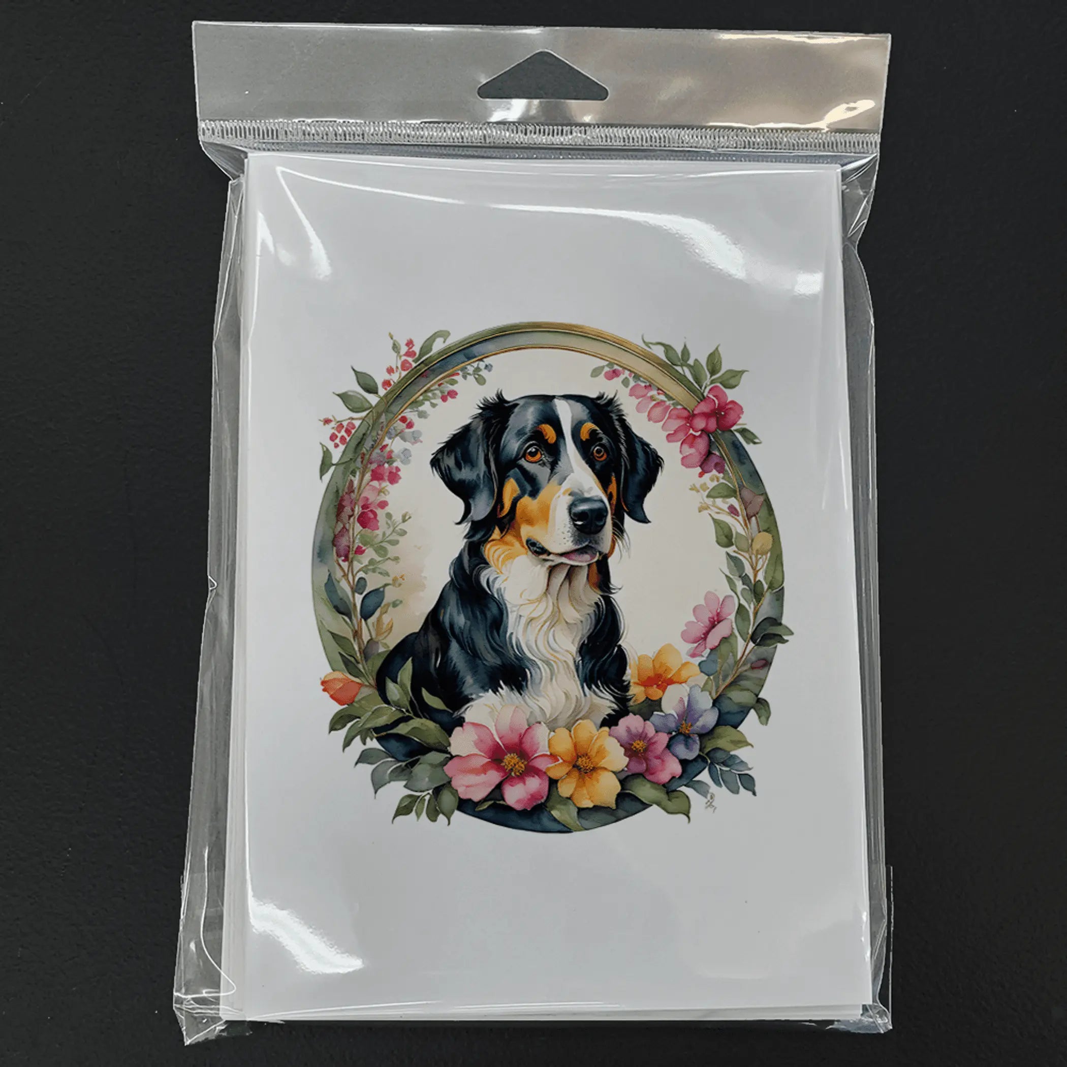 Appenzeller Sennenhund and Flowers Greeting Cards Pack of 8 Caroline's Treasures