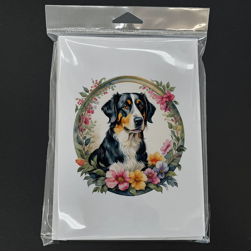 Appenzeller Sennenhund and Flowers Greeting Cards Pack of 8 Caroline's Treasures