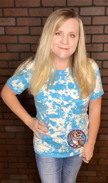 Aqua Acid Washed Bleached Blank Tee The Blended Owl