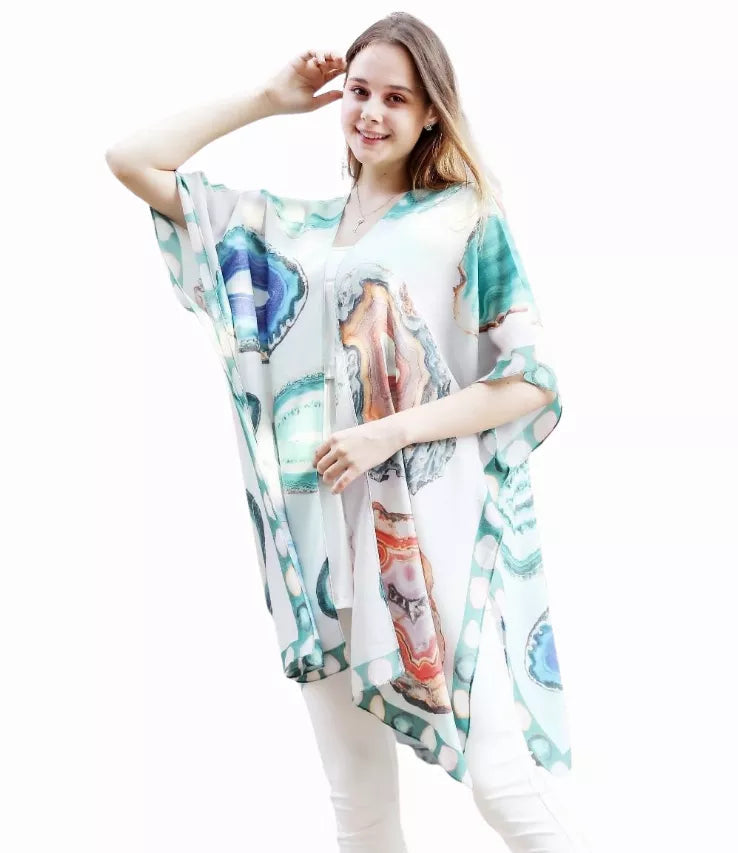 Aqua Crystal Stone Kimono JC Sunny Fashion