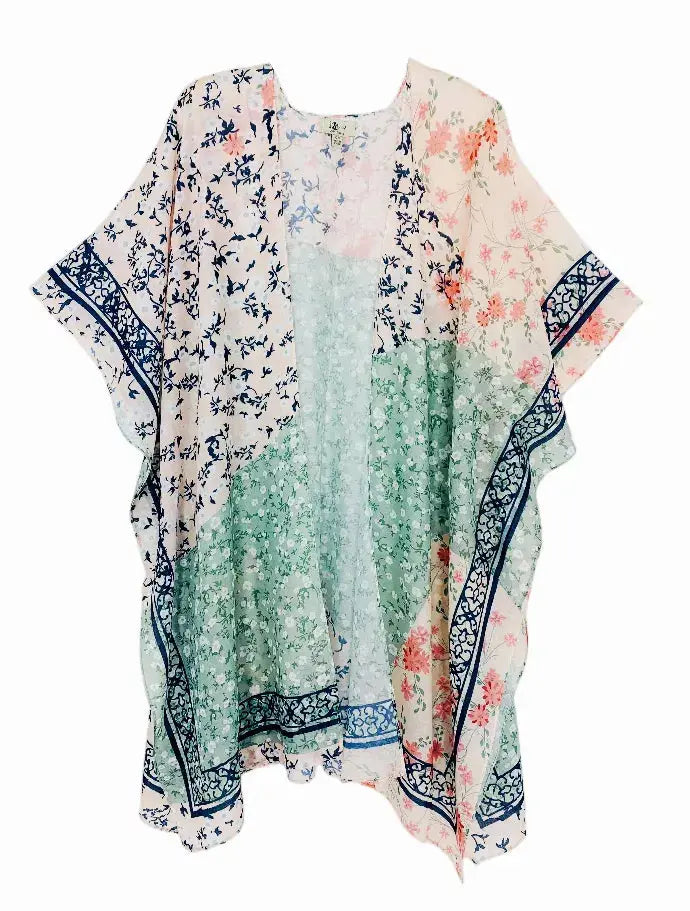 Aqua Daisy Patchwork Kimono JC Sunny Fashion