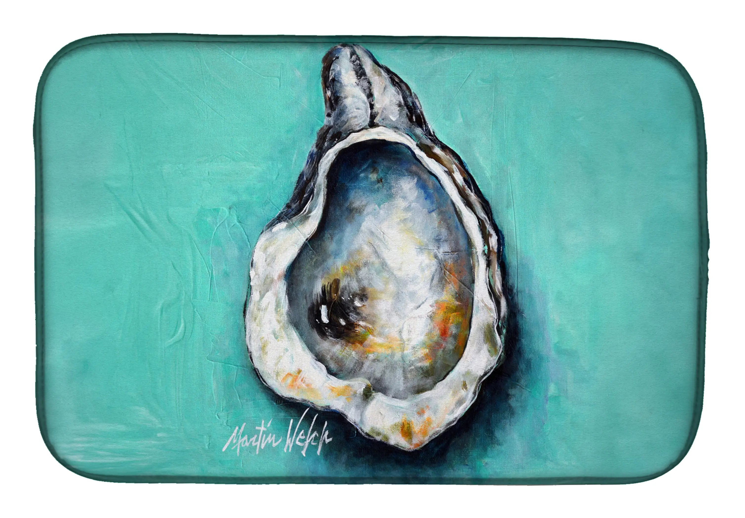 Aqua Pearl Oyster Dish Drying Mat Caroline's Treasures