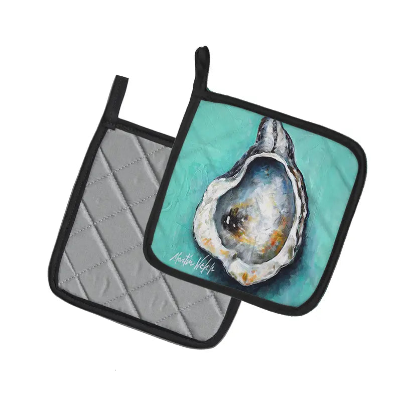 Aqua Pearl Oyster Pair of Pot Holders Caroline's Treasures