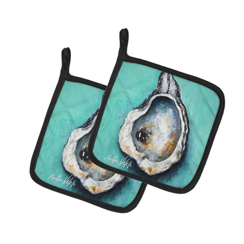 Aqua Pearl Oyster Pair of Pot Holders Caroline's Treasures