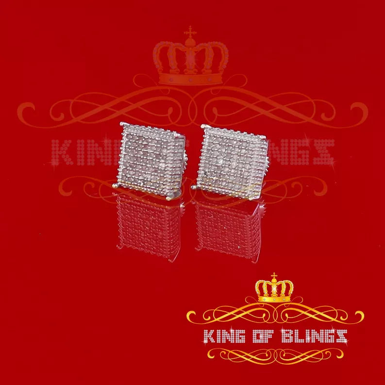 Aretes Para Hombre 925 Sterling Silver Carat Round Diamond Stud men's Earrings King Of Bling