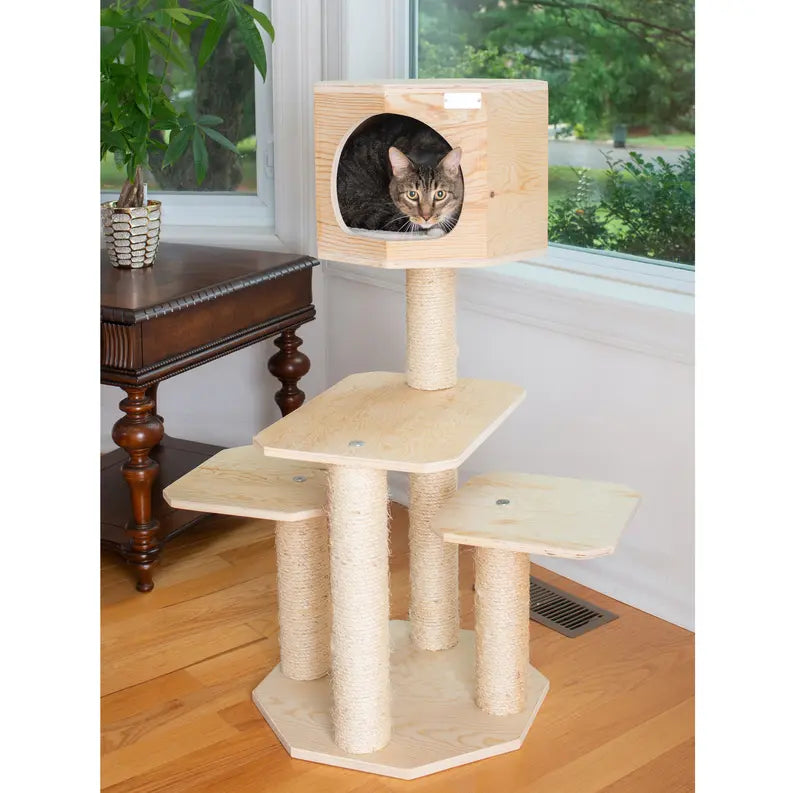 Armarkat Premium  Scots Pine, Solid Wood Cat Tree 46" Tall AeroMark