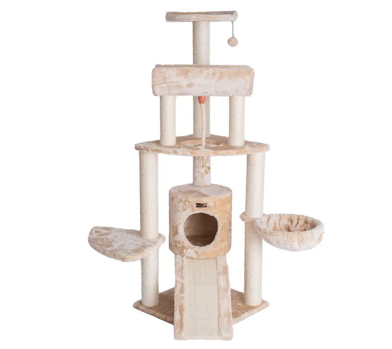 Armarkat Real Wood Spacious Thick Fur Cat Tower W Lounge AeroMark